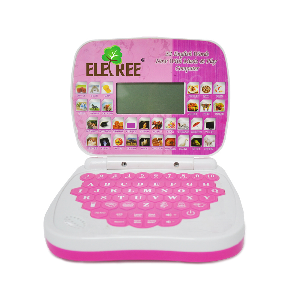Juguetes para niños en stock Rosa sonido táctil inglés punto máquina de lectura Español Francés aprendizaje máquina pequeña computadora juguete