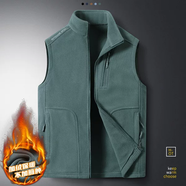 Spring and Autumn Thin Outdoor Casual Fleece Vest Men's Top Loose Vest Sports Vest Fleece Coat