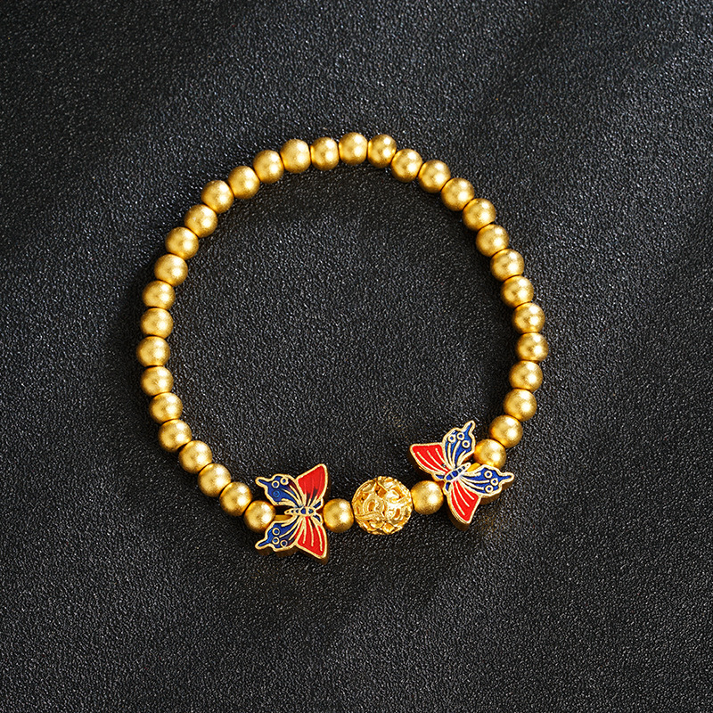 Nuevos productos de oro de arena vietnamita lujoso esmalte de color mariposa brazalete de cuentas de hormigón lujoso no se desvanecerá joyas de alta calidad