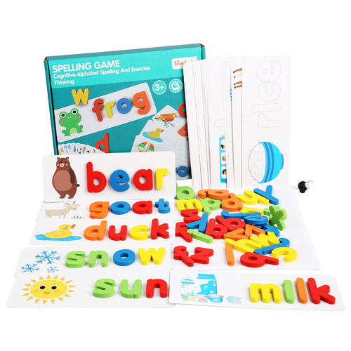 Young children's word spelling game 26 English letters early education cognitive spelling puzzle wooden toys wholesale