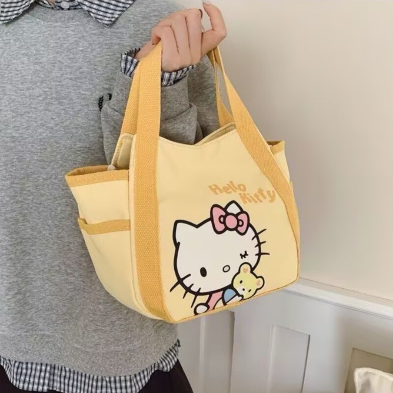 Cartoon Hello Kitty Handbag, Popular KT Printed Shoulder Bag, Fashionable Versatile Canvas Handbag, Mommy Bag