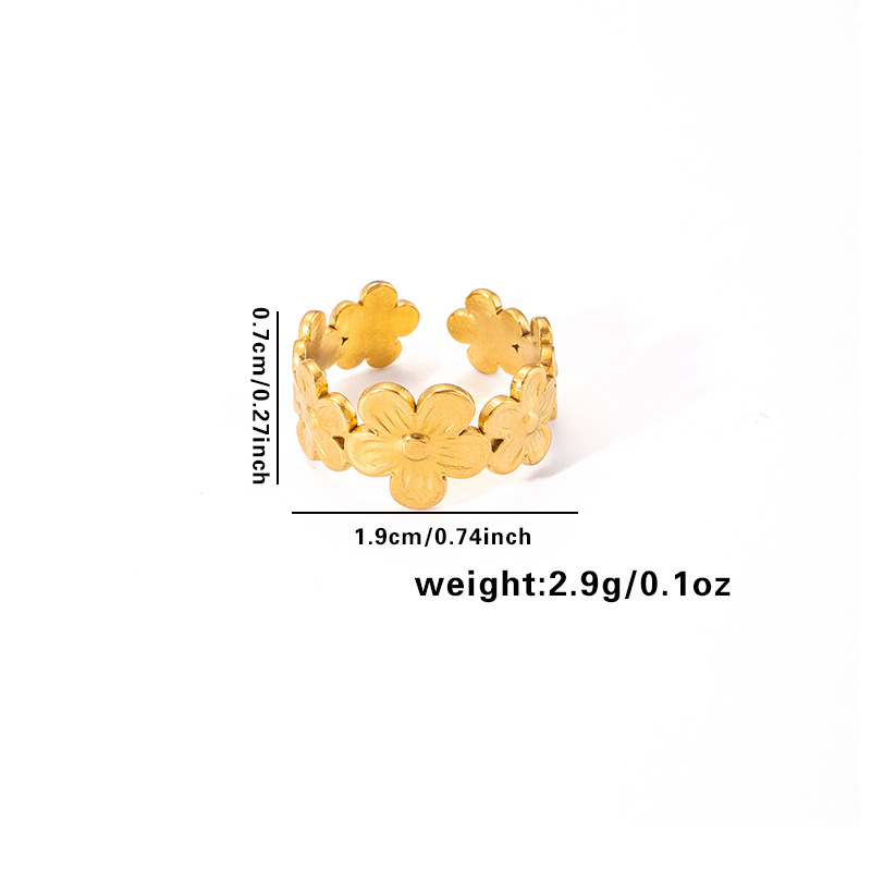 10g Weight Electroplated Gold Plating Process Golden Plated Plating Material Stone-Free Inlay Material Open Rings, Rings Classification 1 Piece Quantity Holiday, Daily Occasion 201 Stainless Steel Material Leaf, Heart Shape Pattern Women's Gender Lady Style Plating Craft Wholesale Jewelry Lady Leaf Heart Shape Floral Titanium Steel Plating Open Rings 33