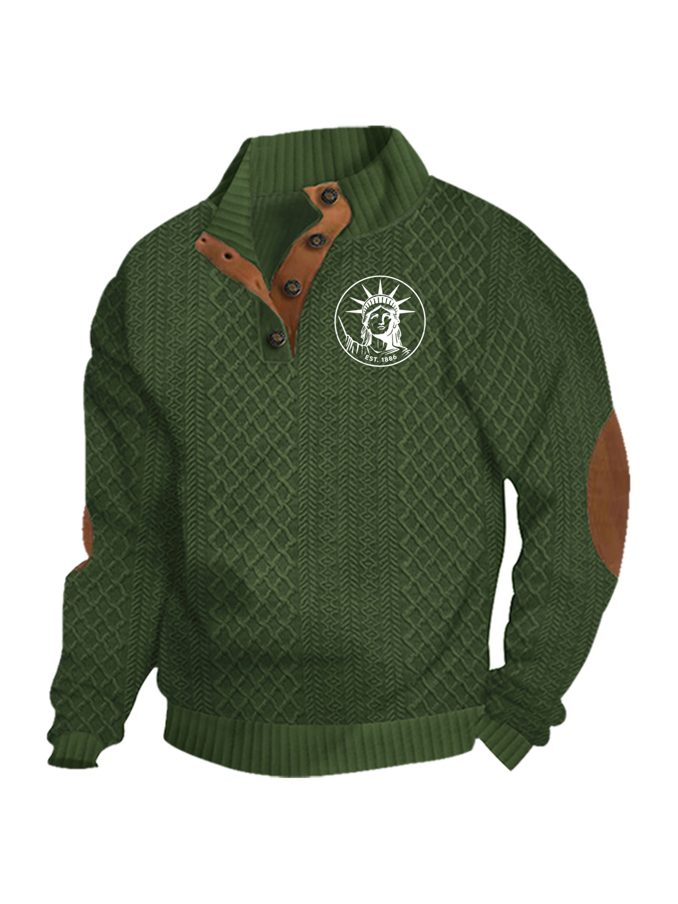 Transfronterizos Amazon otoño invierno caliente tamaño europeo para hombres al aire libre imitación de cuello de manga larga impresa hoodie de tres botones