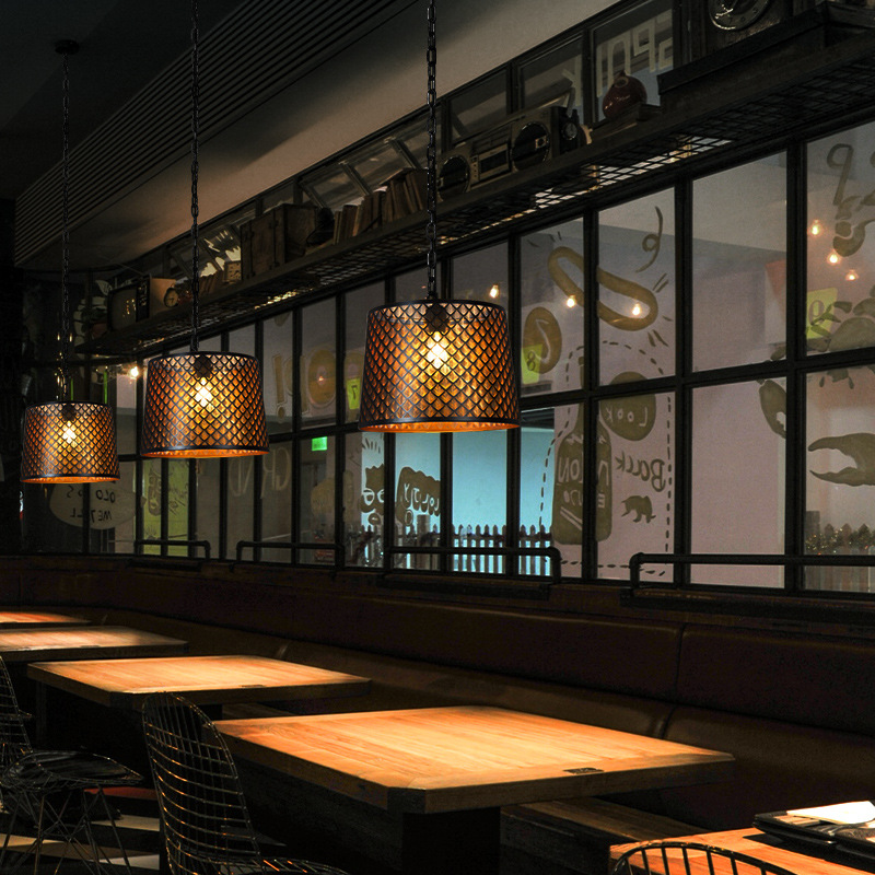 新古典咖啡店西餐厅餐桌卡座吊灯餐台温馨简约复古镂空个性灯具