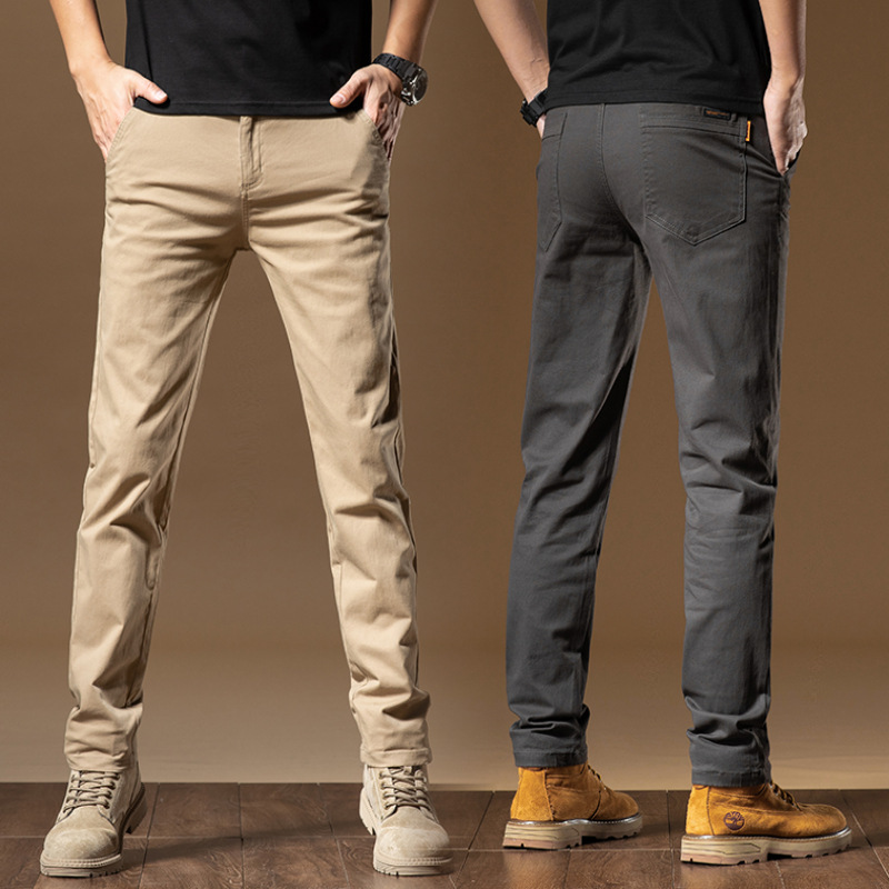 Men's summer thin cotton fitted trousers