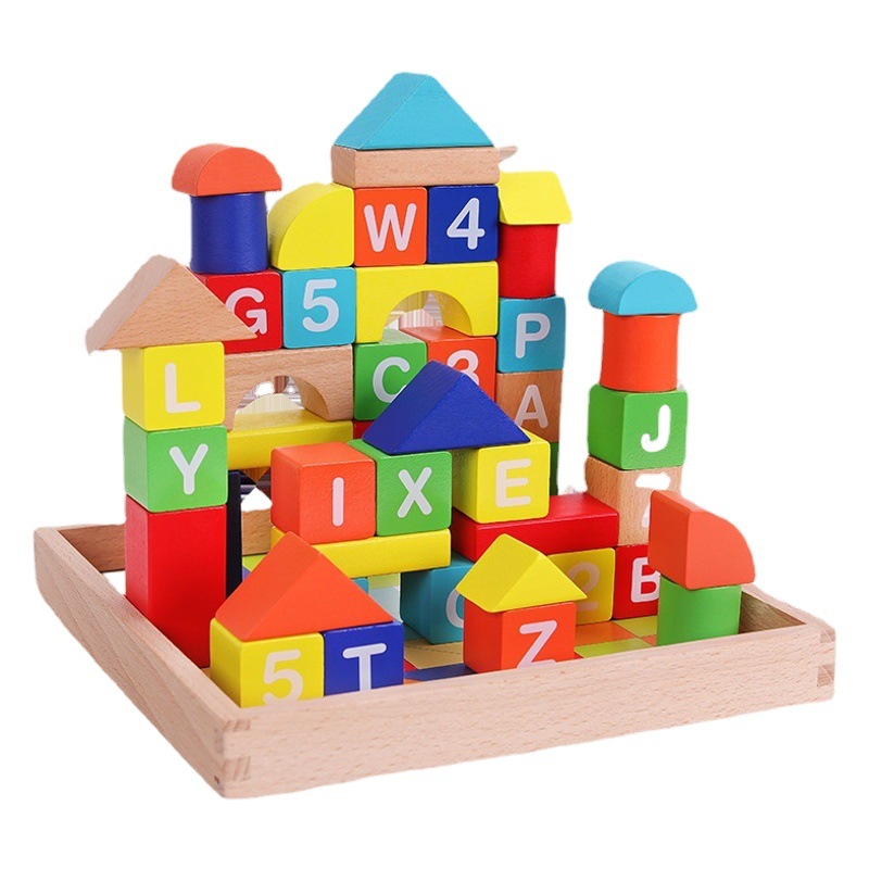 Bloques de construcción para niños de madera ensamblados juguetes para bebés inteligencia-beneficiando a 1-3 años 2 Desarrollo 6 niños y niñas en movimiento cerebral educación temprana