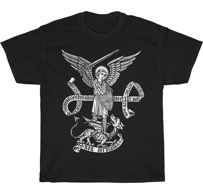 Angels Protect Us Saint Michael the Archangel T-Shirt. Summer Short-Sleeved O-Neck Men's T-Shirt New Angels Protect Us Saint Michael the Archangel T-Shirt. Summer Short-Sleeved O-Neck Men's T-Shirt New