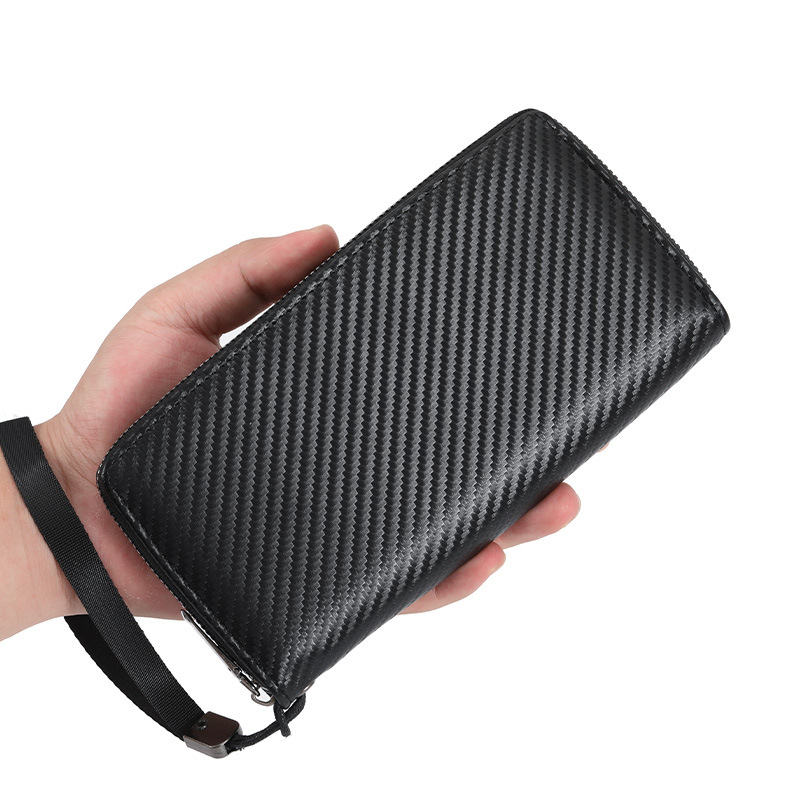 Amazon's Best-Selling New Men's Long Wallet with Carbon Fiber Pattern, Large Capacity, Multiple Card Slots, Clutch Bag, Coin Purse