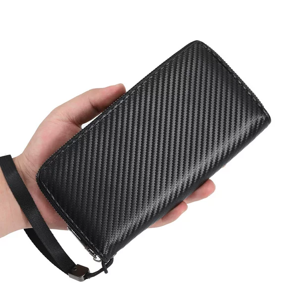 Amazon's Best-Selling New Men's Long Wallet with Carbon Fiber Pattern, Large Capacity, Multiple Card Slots, Clutch Bag, Coin Purse