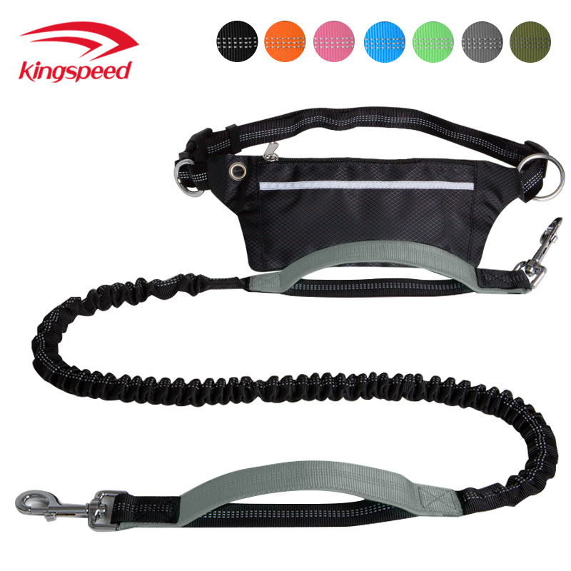 Dongguan kepai corriendo cuerda de tracción con bolsa de cintura cuerda de tracción transfronteriza para mascotas nylon reflexivo perro caminando cuerda de tracción