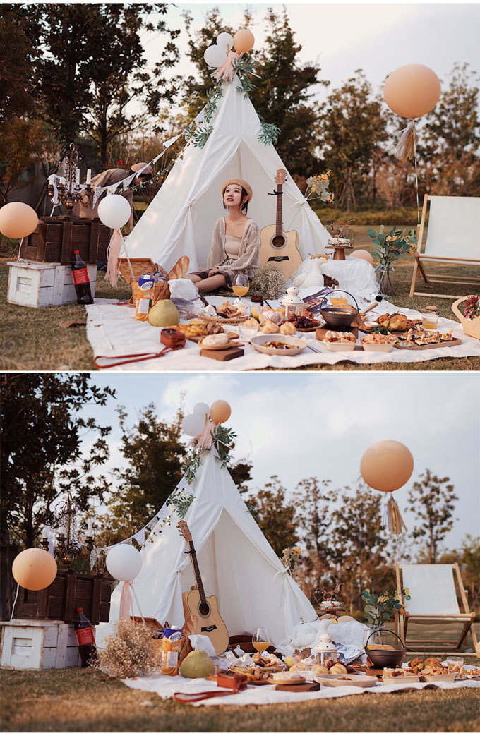 Dropshipping Indoor Camping Tent Indian Style Picnic Camping Decoration Small House Blanket Folding Portable
