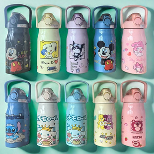 Cross-border Cute Cartoon Stainless Steel Thermos Children's High-value Portable Water Cup Kettle Household Vacuum Tea Cup