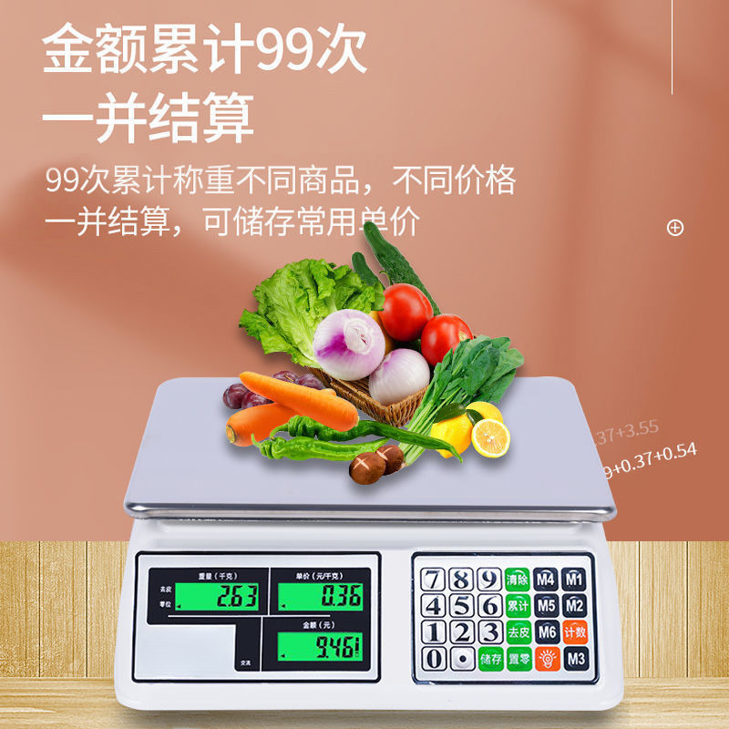 Escala electrónica para negocios, venta de verduras, pesas electrónicas, kilos de productos genuinos, puestos de venta de frutas precisos, báscula de mercado.