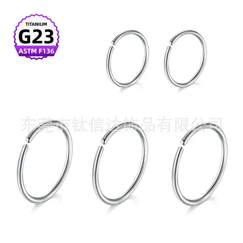 F136钛线圈鼻环鼻饰跨境G23钛合金穿刺饰品厂家直销开口鼻环耳圈