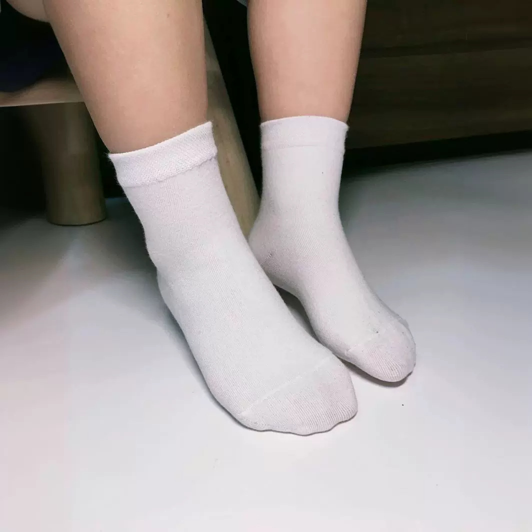 Demi-season children's white sports solid color socks for students