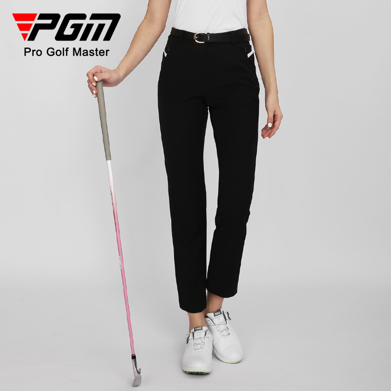 Quần golf nữ PGM dài ống đứng vải đục lỗ laser co giãn — KUZ150-Đen, KUZ150-màu xanh nước biển, KUZ150-màu trắng, YF560-màu trắng