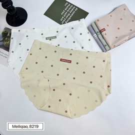 精品五条装魅丽翘冰丝一片式内裤女简约波点提臀无痕中腰三角裤女
