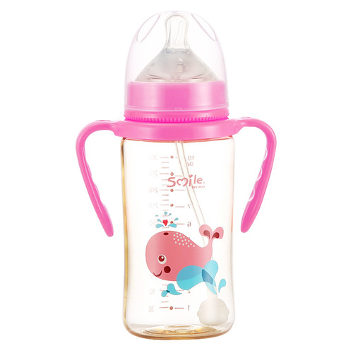 防胀气新生儿奶瓶 婴幼儿宽口径PPSU奶瓶 宝宝耐摔带手柄喂养奶瓶