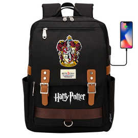 影视魔法学院星印花USB磁扣学生书包男女青少年休闲男女双肩背包