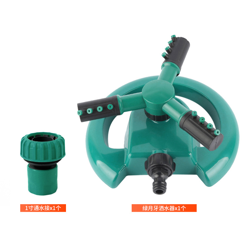 녹색 초승달 스프링클러 + 1 인치 물 연결