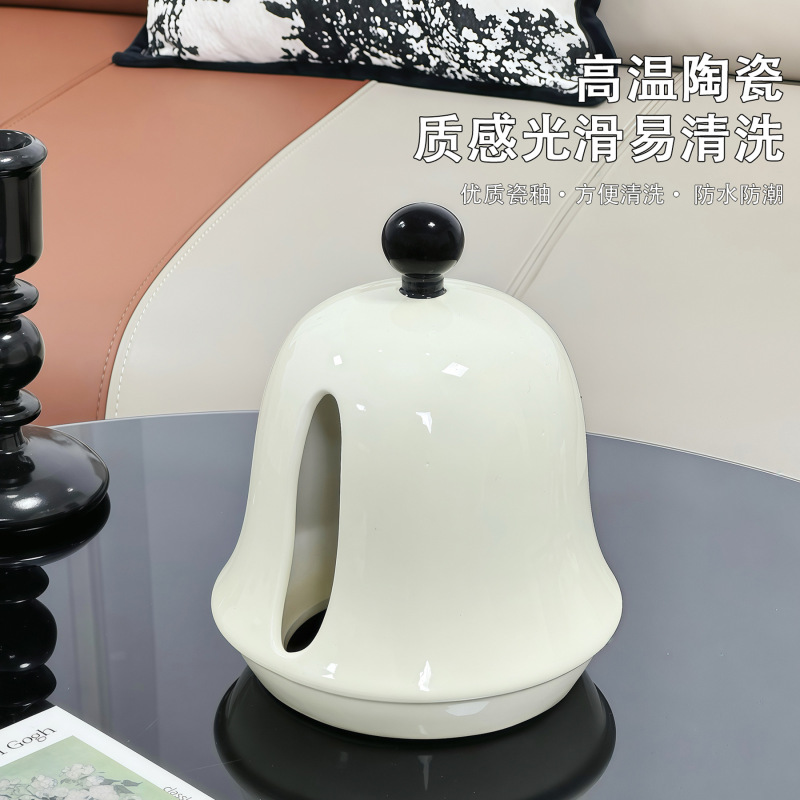 高品質のベルティッシュボックスリビングルームホームティッシュボックスレトロデザインセラミッククリエイティブティッシュ収納ボックス|undefined