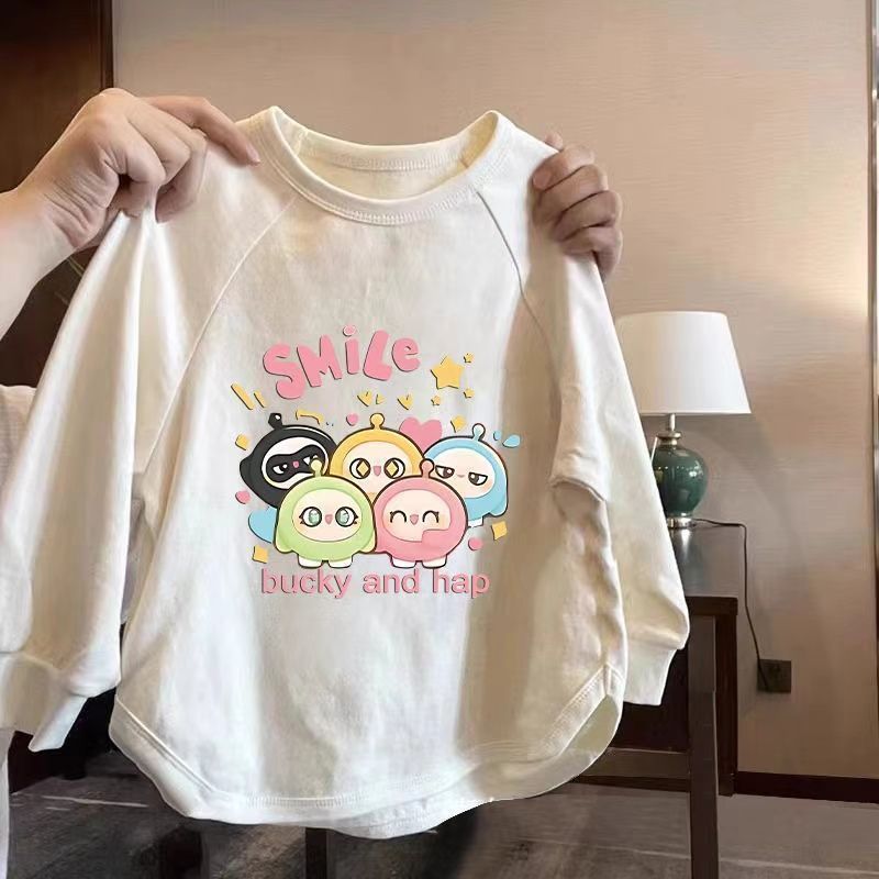 儿童新款女童纯棉长袖T恤爆款春秋季卡通宽松洋气童装上衣打底衫