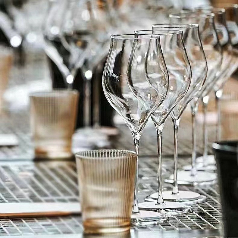 Taza de vino blanco ultra delgada de lujo ligero de alta calidad Riesling burbuja de champán vino dulce vino tinto taza de pie alto