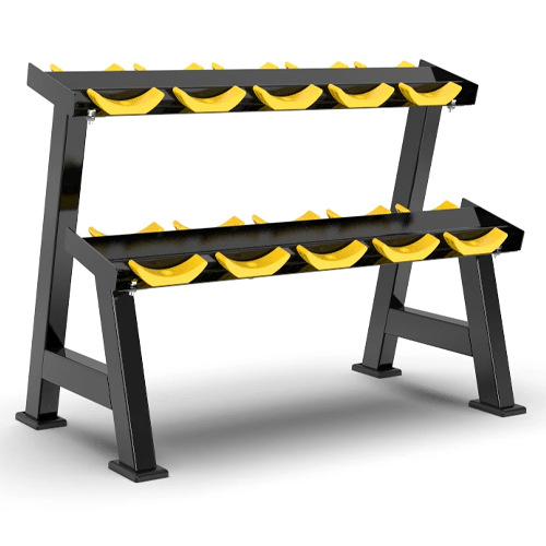 Gimnasio comercial barraca profesional doble capa de tres capas redonda cabeza hexagonal rack de almacenamiento multifuncional barraca rack