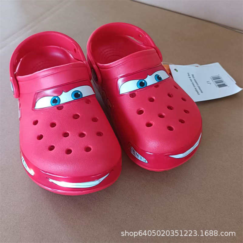 Children's Flashing Light 95 Car Croc Shoes New Men's and Women's Shoes 2025 Summer Baotou Sandals Outdoor Casual Cartoon Shoes