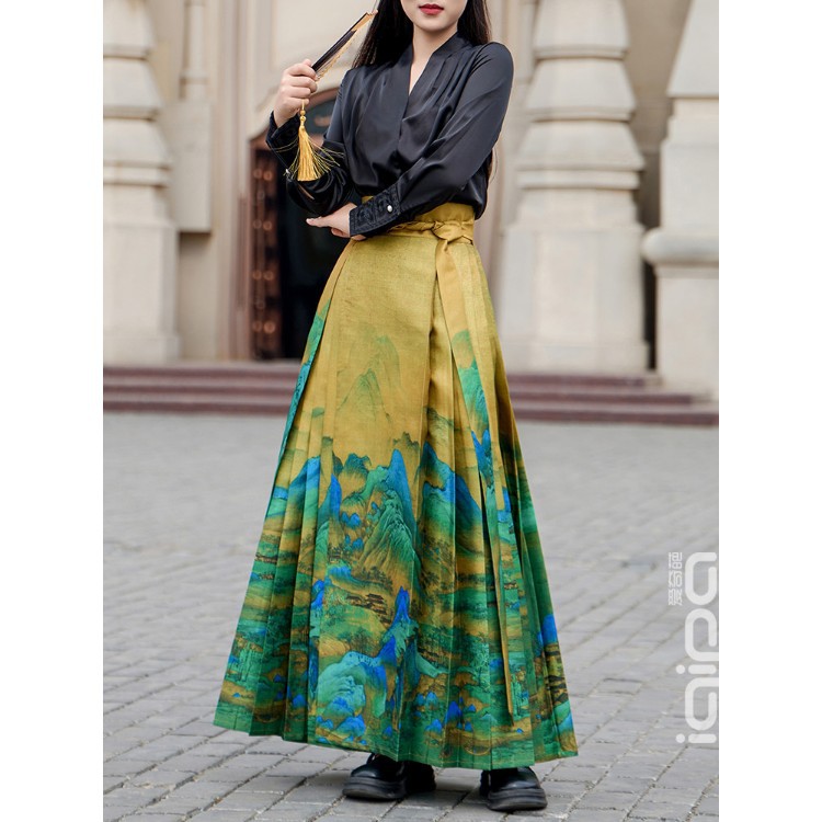 iqipa Original Women's New Chinese Style Hanfu Dress for Daily Commuting in Autumn and Winter
