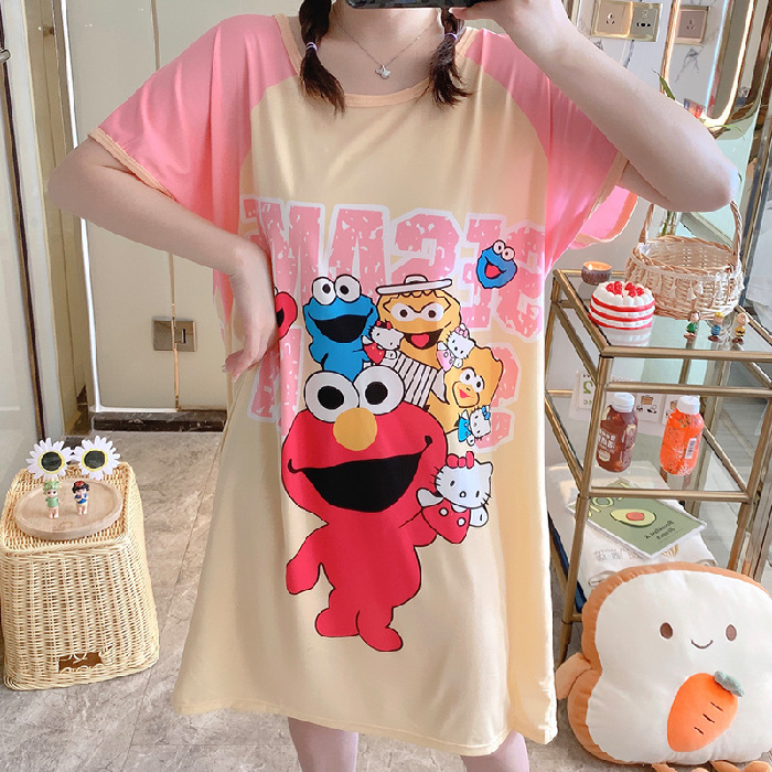Ventas directas de la fábrica una variedad de pijamas camisón de las mujeres Vestido de manga corta suelta de dibujos animados de verano transfronterizo Comercio exterior al por mayor Sudeste de Asia
