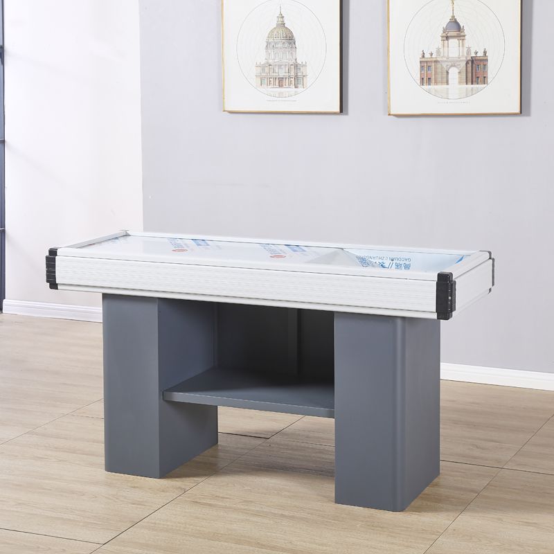 Mostrador de caja de supermercado Mostrador de tienda de conveniencia pequeño y simple Esquina de metal Gabinete de caja registradora de acero inoxidable engrosamiento