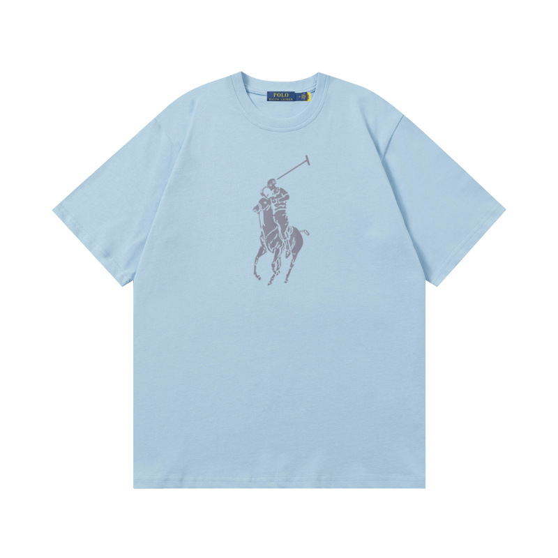 クロスボーダー 25ssRL Laff's 高品質刺繍ロゴ ルーズコットン 半袖 メンズ レディース おしゃれで万能なTシャツ|undefined