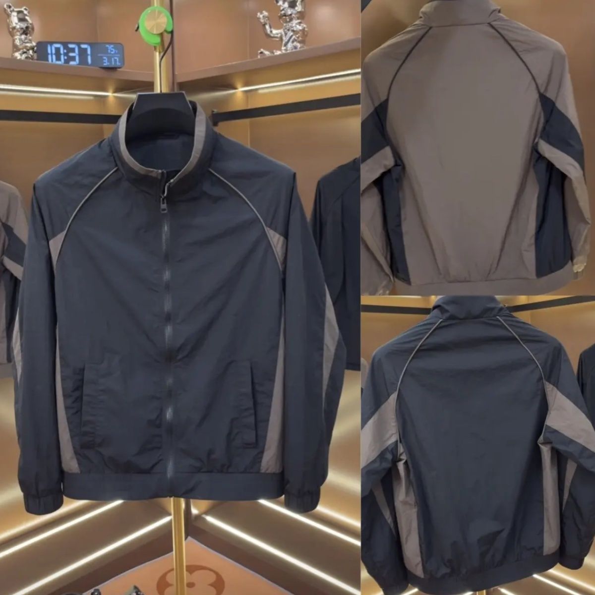 Men's New Spring and Summer Style Polygonal Light Luxury Color Matching Stand Collar High-End Jacket Fashionable Casual Versatile Jacket