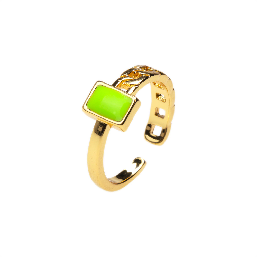 Fashion Green Smiley Heart Oil Dripping Zircon Open Adjustable Copper Ring display picture 1