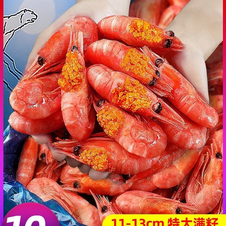 北极虾新鲜甜虾刺身冰虾超大虾带籽头籽腹籽北极熊海鲜水产鲜活A3