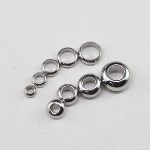 stainless steel large hole abacus bead titanium steel positioning bead silver spacer bead diy leather rope hand rope large hole spacer bead