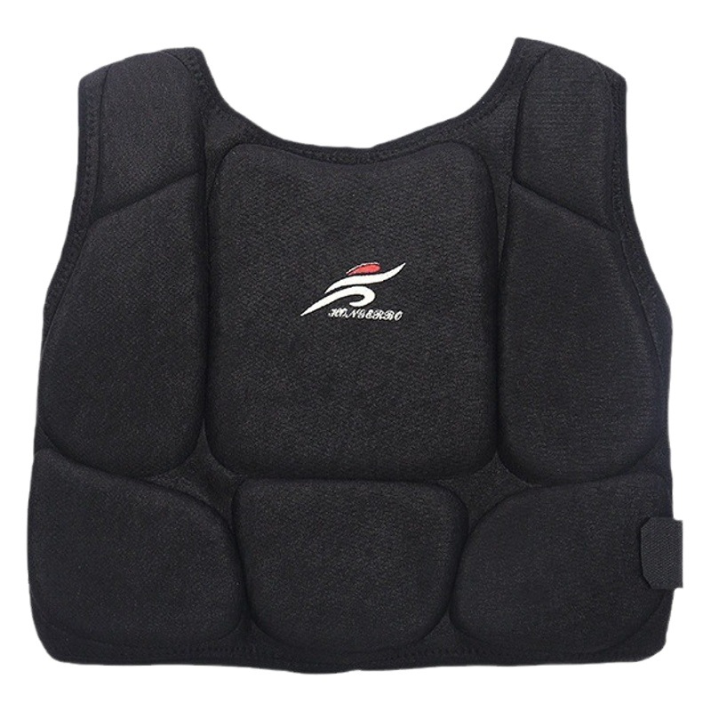 Protector de pecho para karate, Taekwondo, Sanda, equipo de protección deportiva para judo, chaleco de boxeo, protección anticolisión, protección para el abdomen, correas dobles
