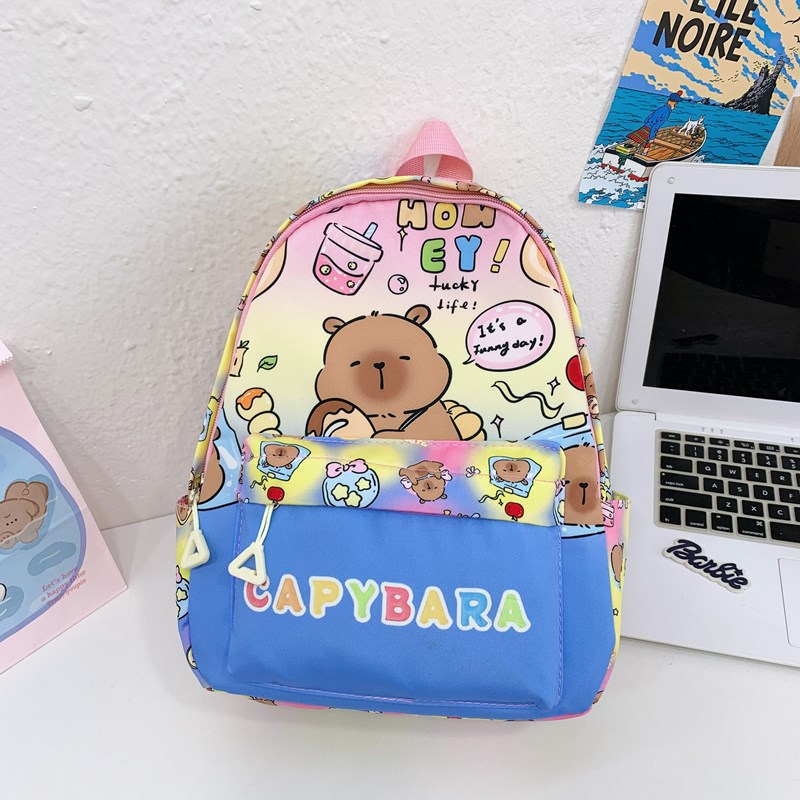 Caricatura lindas mochilas para niños y niñas bonitas mochilas para estudiantes de la escuela primaria Capibara nuevas mochilas infantiles de impresión