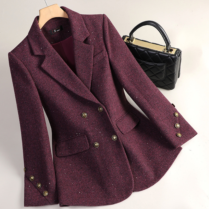brown Wool Suit Jacket Women's Autumn and Winter 2024 New High-end Elegant Small Casual Thickened Suit brown Wool Suit Jacket Women's Autumn and Winter 2024 New High-end Elegant Small Casual Thickened Suit
