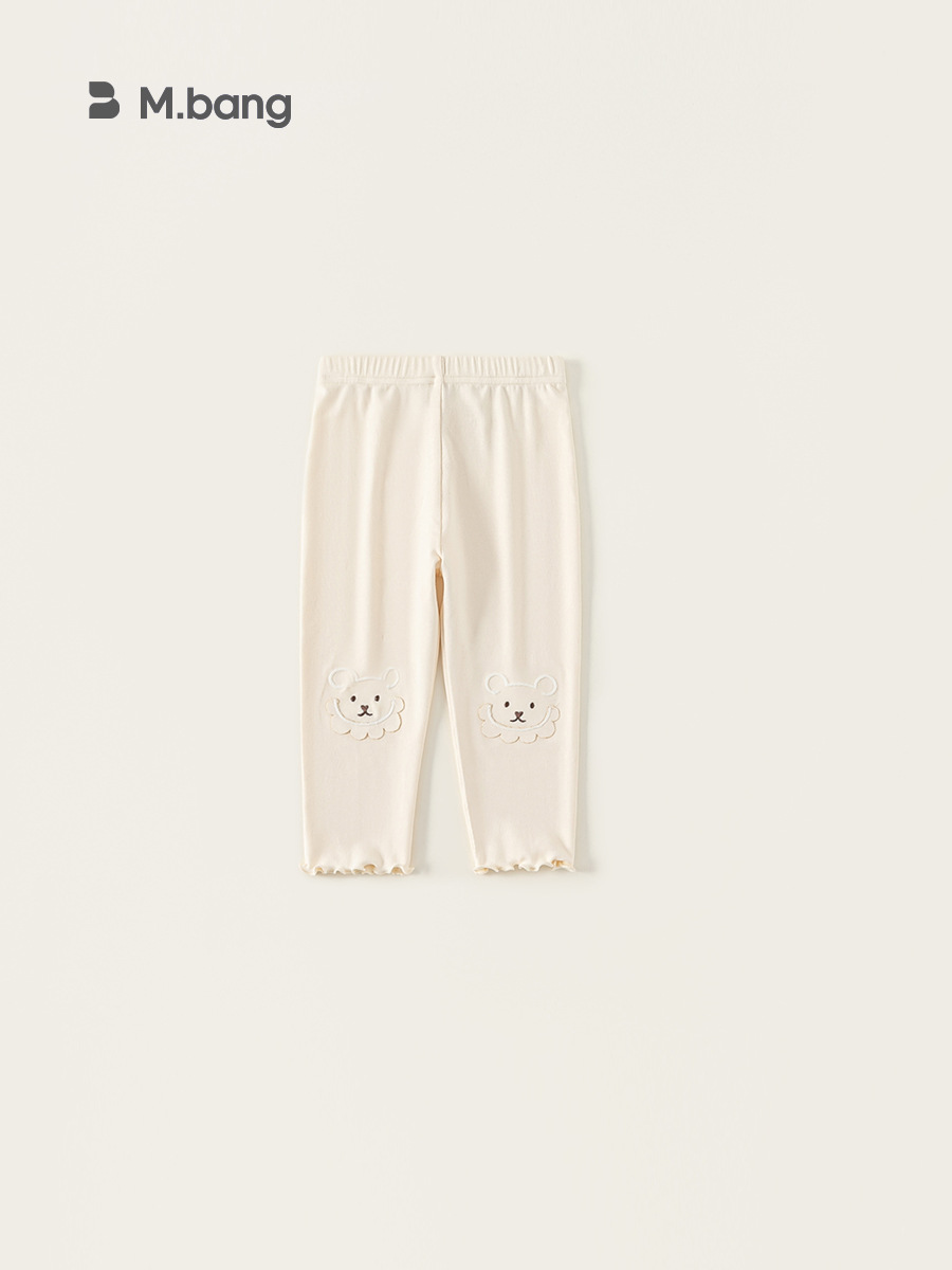 Youbao ropa para niños pantalones para niñas primavera nuevo color sólido lindo animal bordado orejas de madera leggings para bebés