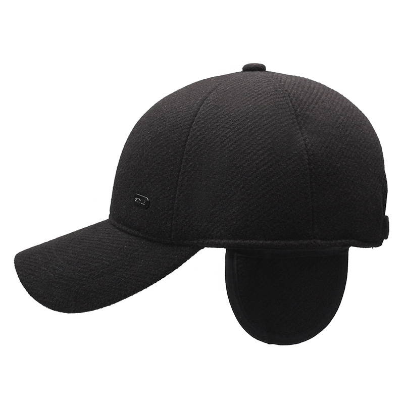 Νέα ανδρική φθινοπωρινή ζεστή γλώσσα πάπιας για μεσήλικες ηλικιωμένους χειμερινούς μπέιζμπολ, βελούδινο εξωτερικό και χοντρό βαμβακερό καπέλο_voghion.com