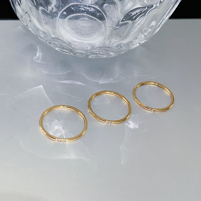 Titanium Steel Material Fashion Round Titanium Steel Inlay Zircon Rings 1 Piece