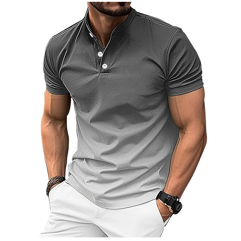 Herr polo tröja med ståkrage och gradient casual golf stil_voghion.com
