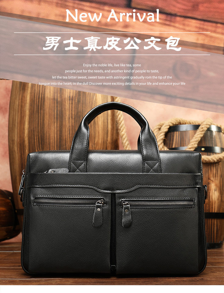 Túi xách nam công sở da bò thật dạng đeo vai kiêm túi xách tay, đựng vừa laptop 14 inch — đen (hoa văn li), 9006 Đen (dệt trơn), 9006 Đen (Hoa văn li), Cà Phê-plus chi tiết 34