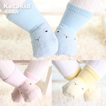宝宝珊瑚绒秋地板袜冬季男女童袜卡通加厚婴儿袜子a类中筒袜批发