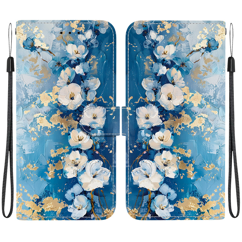 Crystal-patterned painted phone case for Samsung A27, A26 5G/A17/A18, flip-style with card slots for protection