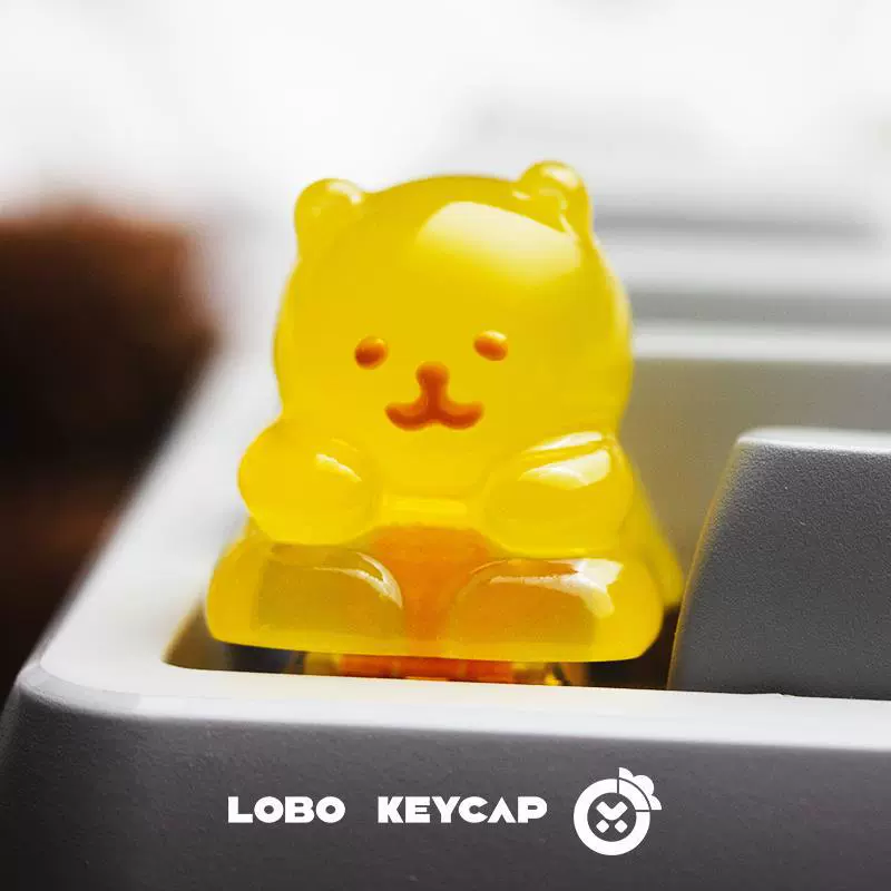 【LOBO Original】Кейкап «Медвежонок» желейный полупрозрачный, персонализированный кейкап из смолы для механической клавиатуры