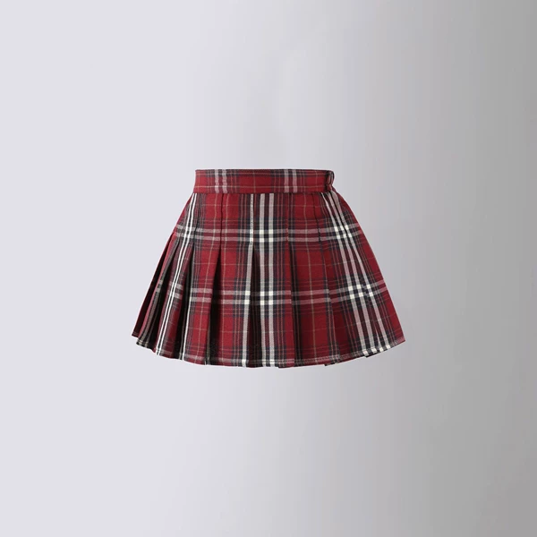White and red plaid 1805 pleated skirt