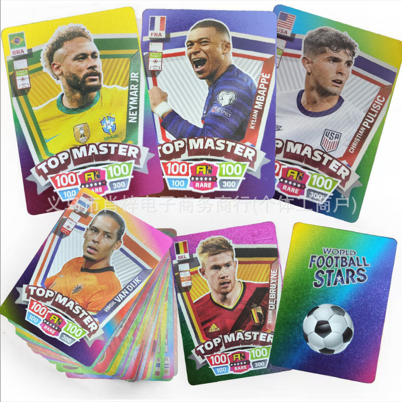 Tarjetas transfronterizas Europa League Tarjetas Estrellas de la Copa del Mundo Tarjetas Estrellas Periféricas Tarjetas de fútbol Inglés 55 Tarjetas de lámina de oro
